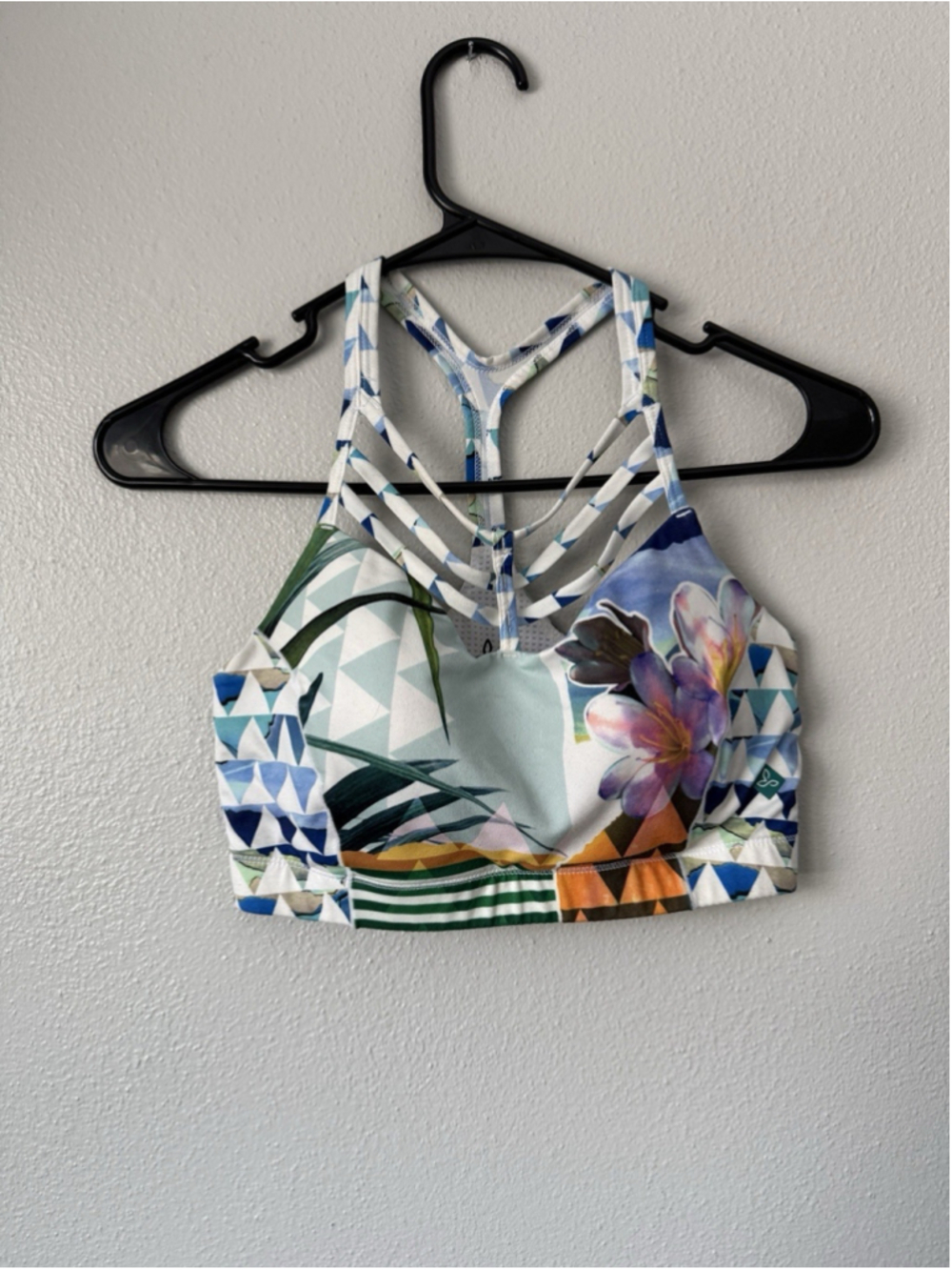 prAna Riestling Yoga Bra Bluegrass Paradise Multicolor Small Gorpcore Outdoors